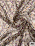 Floral Clusters Printed Silk Chiffon - Brown / Tan / Purple / Mint