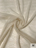 Art Deco Shell Striations Printed Silk Chiffon - Ecru / Pale Ecru
