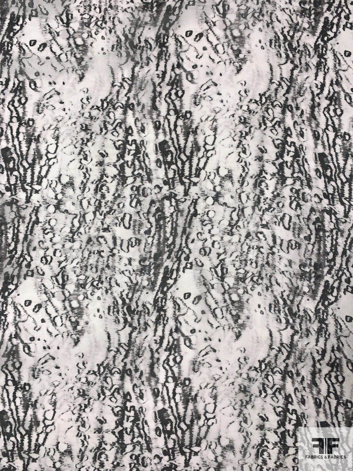 Hazy Abstract Printed Silk Chiffon - Black / Off-White / Grey