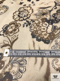 Floral and Hazy Animal Pattern Collage Printed Silk Chiffon - Sand / Brown / Black