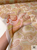 Mediterranean Paisley Printed Silk Chiffon - Shades of Orange / Lime / Orchid