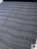 Linear Design Geometric Paisley Printed Silk Chiffon - Navy / Postal Blue / Plum / Cream