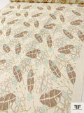 Jagged Leaf Printed Silk Chiffon - Brown / Olive / Mint / Cream