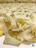 Gentle Floral Printed Silk Chiffon - Soft Yellow / Yellow / Lemon Green