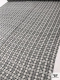 Geometric Box Plaid Printed Silk Chiffon - Black / Off-White