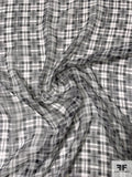 Geometric Box Plaid Printed Silk Chiffon - Black / Off-White
