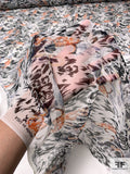 Brushstroke Animal Pattern Printed Silk Chiffon - Black / Off-White / Orange / Purple