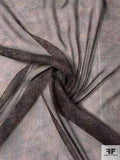 Smokey Abstract Floral Printed Silk Chiffon - Shades of Brown / Earth
