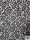 Floral Silhouette on Web Printed Silk Chiffon - Black / Off-White