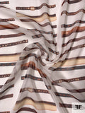 Sticks in Stripes and Rows Printed Silk Chiffon - Shades of Brown / Light Ivory
