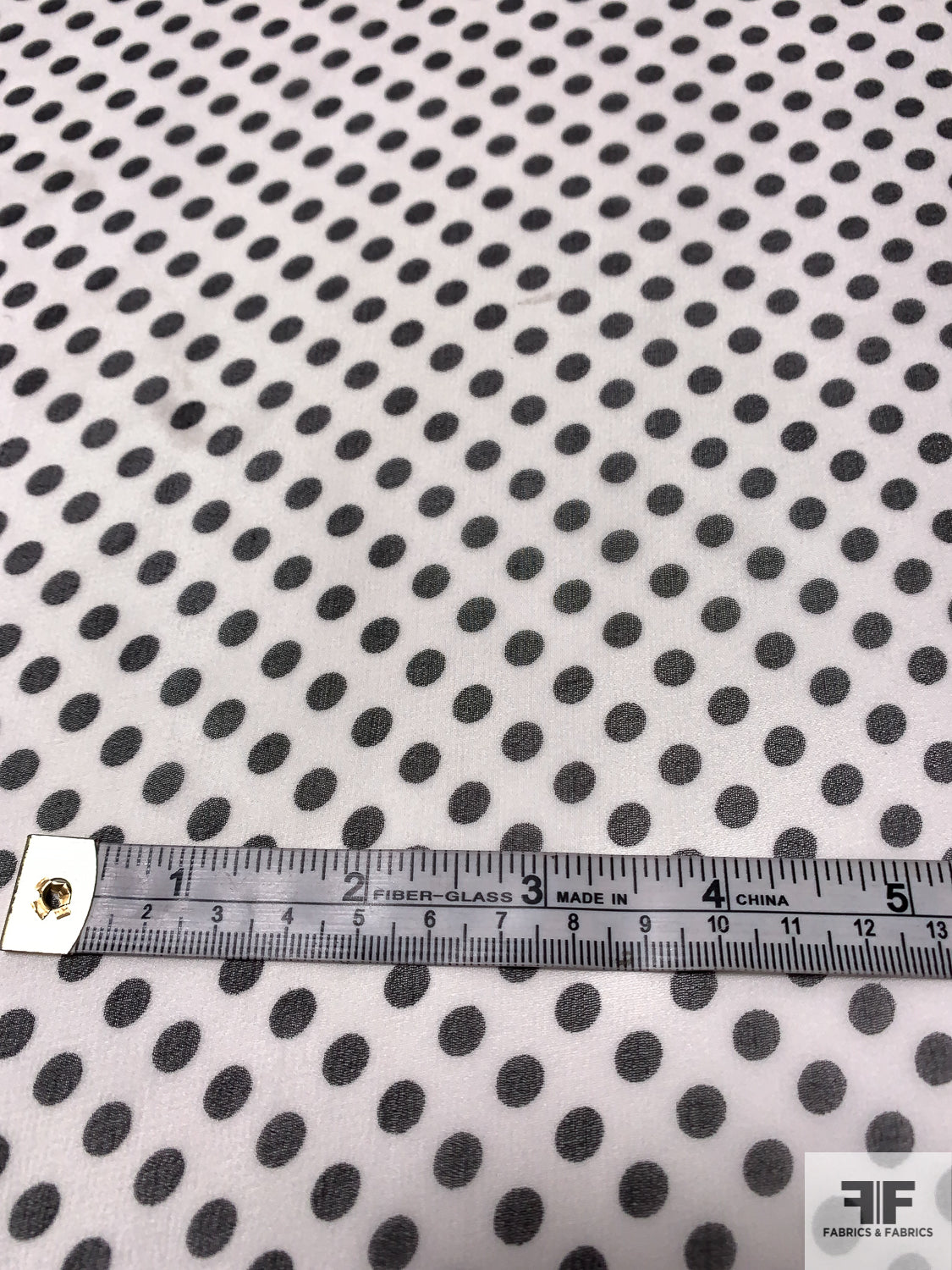 Small Polka Dot Printed Silk Chiffon - Black / White
