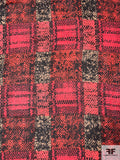 Artsy Abstract Plaid Printed Silk Chiffon - Red / Berry / Pink  / Beige / Black
