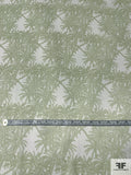 Palm Tree Shrubs Printed Silk Chiffon - Sage / Off-White