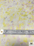 Italian Painterly Watercolor Splatter Printed Fine Silk Chiffon - Yellow / Orchid / White