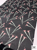 Calla Lily Printed Silk Chiffon - Soft Pink / Sage / Black