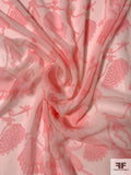19th Century Dancing Printed Silk Chiffon - Melon Pink / Cream