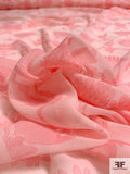 19th Century Dancing Printed Silk Chiffon - Melon Pink / Cream