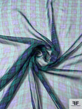 Plaid Printed Silk Chiffon - Evergreen / Navy