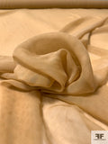 Faintly Dotted Printed Silk Chiffon - Peanut Butter Tan