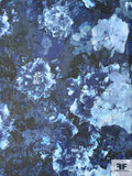 Evening Floral Printed Silk Chiffon - Blues / Navy