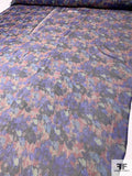 Muted Floral Printed Silk Chiffon - Purple / Brick / Dusty Lime