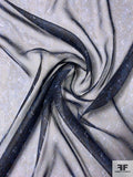 Ditsy Graphic Printed Silk Chiffon - Navy / Black / Light Grey