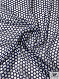 Circles Printed Silk Chiffon - Navy / Off-White
