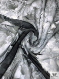 Romantic Floral Printed Silk Chiffon - Black / Grey / White