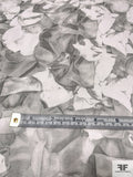 Italian Floral Cubism Printed Fine Silk Chiffon - Grey / Off-White