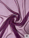 Italian Polka Dot Printed Fine Silk Chiffon - Navy / Red