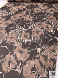 Sullen Jungle Floral Printed Crinkled Silk Chiffon - Brown / Soft Brown / Off-White