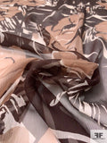 Sullen Jungle Floral Printed Crinkled Silk Chiffon - Brown / Soft Brown / Off-White