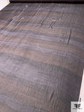 Subtle Horizontal Striped Printed Silk Chiffon - Brown / Navy