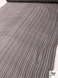 Vertical Striped Printed Lightly Crinkled Silk Chiffon - Brown / Royal Blue / Off-White