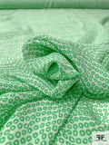 Ditsy Circles Cells Printed Silk Chiffon - Kelly Green / Off-White