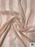 Vertical Painterly Striped Printed Silk Chiffon - Dusty Nude / Off-White