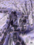 Cheetah Printed Silk Chiffon - Haze Purple / Navy / Tan