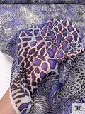 Animal Pattern Printed Silk Chiffon - Shades of Purple / Navy / Off-White