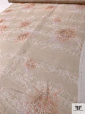 Italian Subtle Ethnic Printed Crinkled Silk Chiffon - Tan / Dusty Peach / Pink