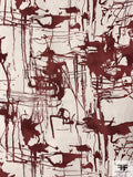 Abstract Splatter Printed Silk Chiffon - Maroon / Ivory