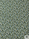 Dressmaking Fabric, Jemima Ditsy Floral Pleated Georgette - Blue & Green