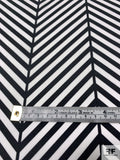 Large Scale Herringbone Printed Stretch Cotton Shirting - Black / White
