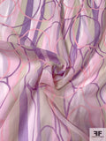 Groovy Circle Striations Printed Silk and Cotton Voile - Lavender / Lilac / Pink / Oatmeal