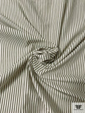 Vertical Railroad Striped Laundered Cotton Shirting - Olive-Grey / Off-White