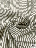 Vertical Railroad Striped Laundered Cotton Shirting - Olive-Grey / Off-White