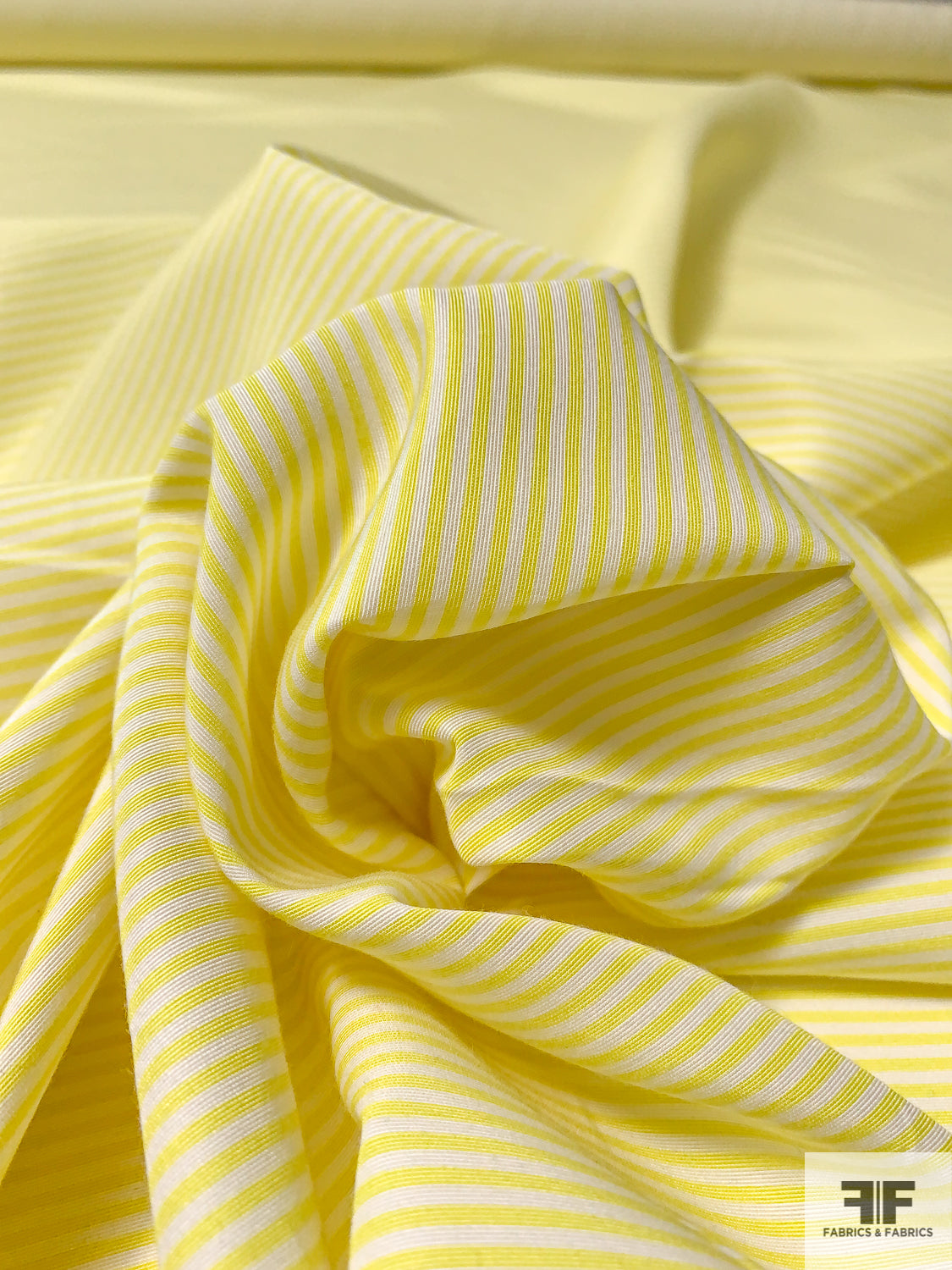 Horizontal Railroad Striped Silk and Cotton Shirting - Citrus