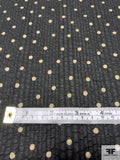 Small Polka Dot Printed Mini Plissé Cotton Voile Shirting - Black / Beige