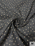 Small Polka Dot Printed Mini Plissé Cotton Voile Shirting - Black / Beige
