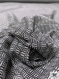 Hypnotic Geometric Checkerboard Printed Silk and Cotton Voile - Black / Off-White