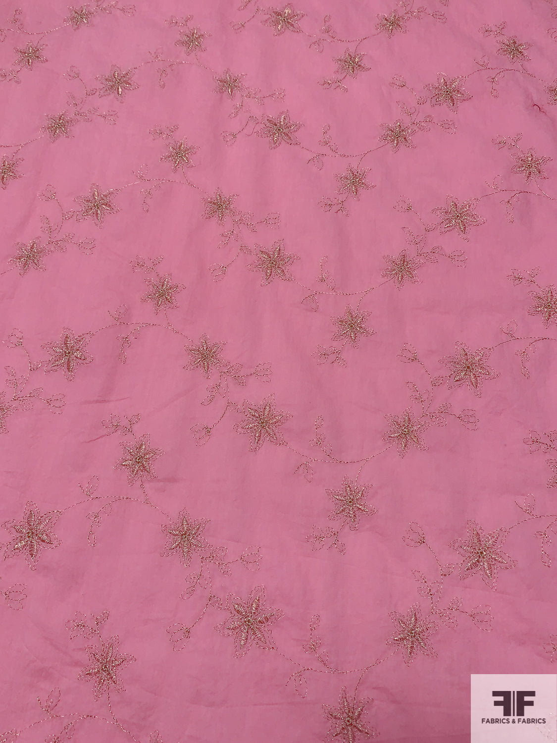 Cotton Batiste with Gold Threadwork Embroidery in Floral Design ...